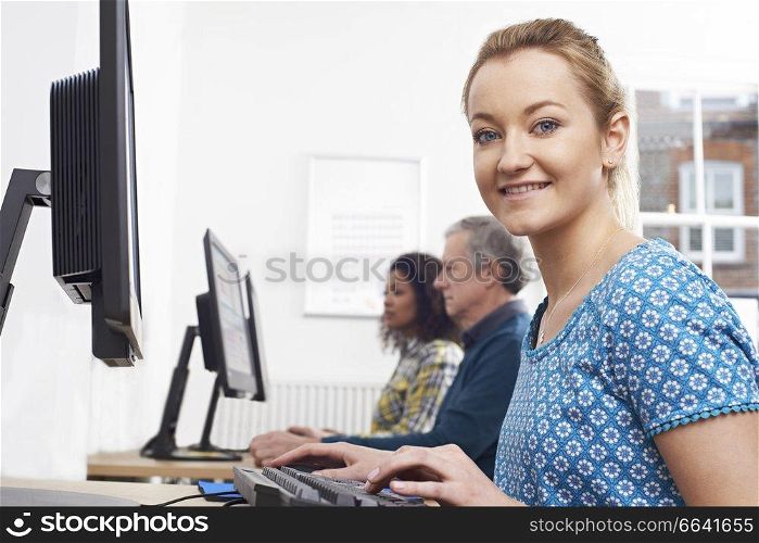 Portrait Of Woman Attending Computer Class