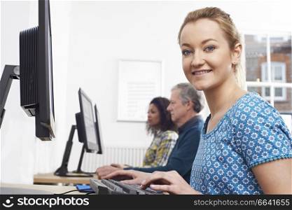 Portrait Of Woman Attending Computer Class