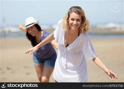 portrait of woman having fun on vacation in tropical country