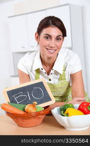 Portrait of woman in home kitchen