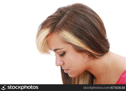 portrait of woman in sorrow having a serious thought of a problems