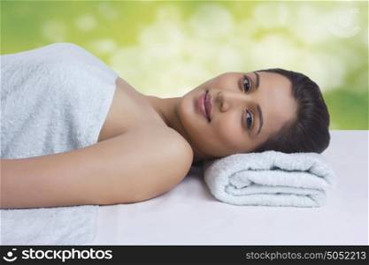 Portrait of woman in spa smiling