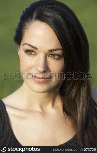 Portrait Of Woman In Summer Field