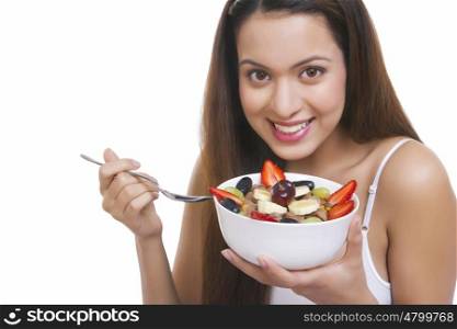 Portrait of woman with a bowl of cereal