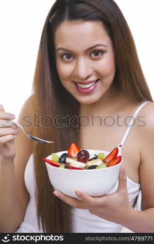 Portrait of woman with a bowl of cereal