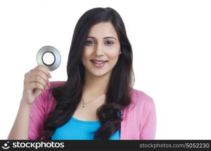 Portrait of woman with cd