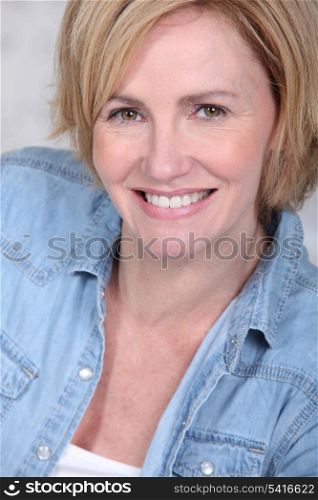 Portrait of woman with denim shirt