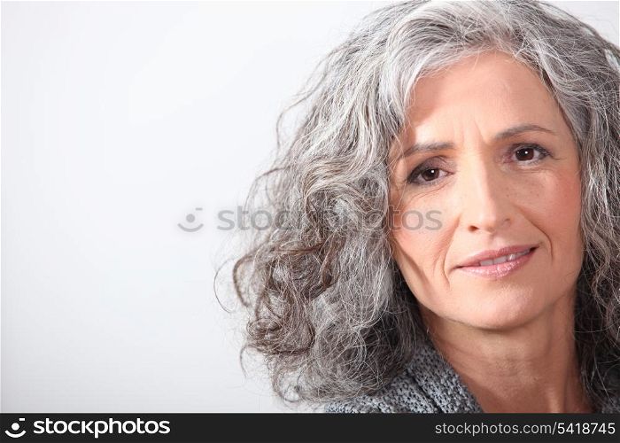 Portrait of woman with gray hair