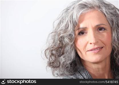 Portrait of woman with gray hair