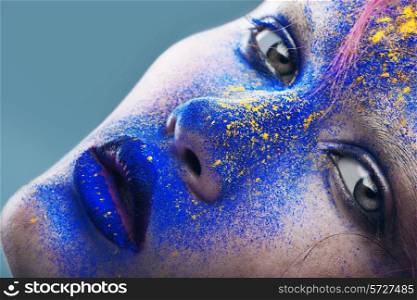 portrait of woman with powder on lips