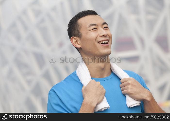 Portrait of young athletic man in Beijing