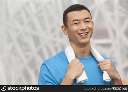 Portrait of young athletic man in Beijing