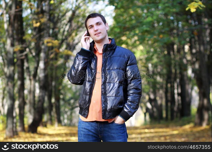 Portrait of young attractive man, outdoors