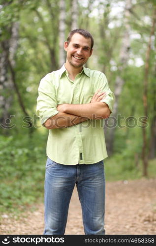 Portrait of young attractive man, outdoors