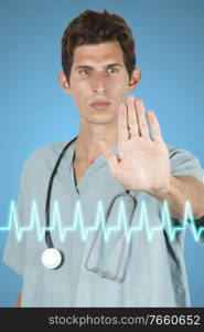 Portrait of young attractive nurse in hospital