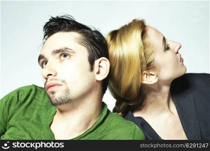 Portrait of Young beautiful couple in love close up