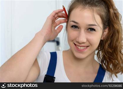 portrait of young beautiful woman apprentice