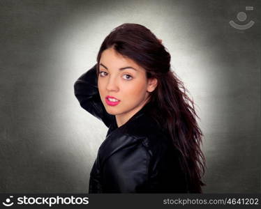 Portrait Of Young Beautiful Woman Over Coloured Background