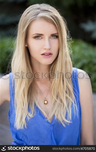 Portrait of young blonde woman
