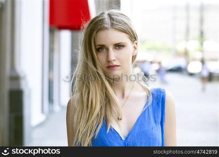 Portrait of young blonde woman
