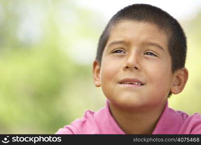 Portrait Of Young Boy In Park