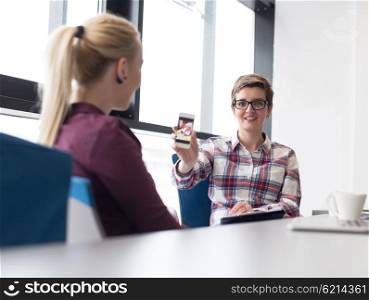 portrait of young business woman at modern office meeting room big window in background