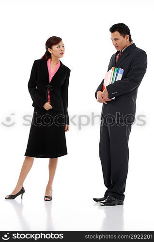 Portrait of young businessman and businesswoman