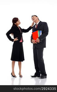 Portrait of young businessman and businesswoman