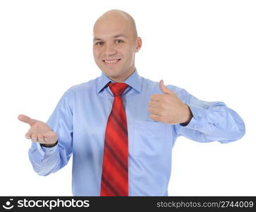 Portrait of young businessman. Isolated on white background