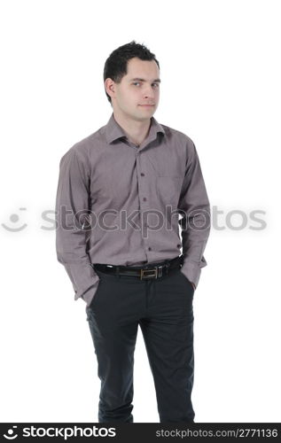 Portrait of young businessman. Isolated on white background