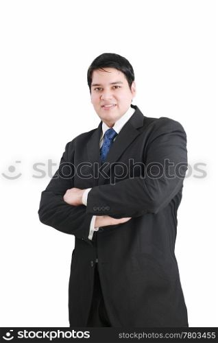 Portrait of young businessman, isolated on white background