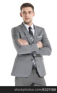 Portrait of young businessman. Portrait of a handsome young businessman in suit over white background