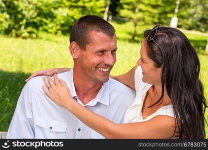 Portrait of young Caucasian couple outdoors