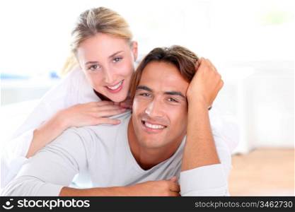 Portrait of young couple at home