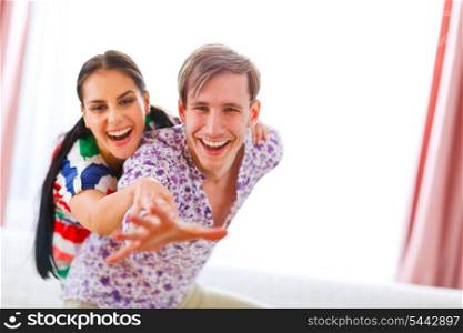 Portrait of young couple having fun&#xA;
