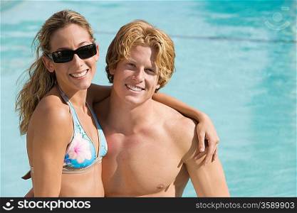 Portrait of Young Couple in Pool