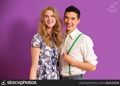 Portrait of young couple smiling