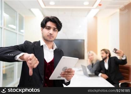 Portrait of young entrepreneurs are enthusiastically taking their ideas and sharing perspectives. In the meeting room of an international business corporation,