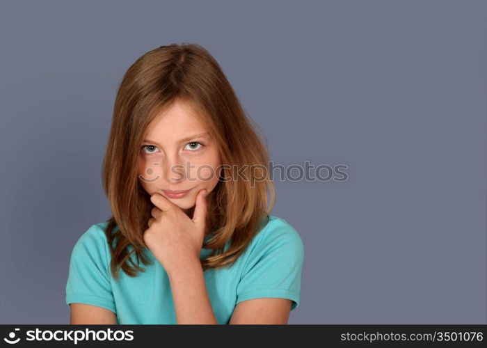 Portrait of young girl with upset look