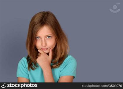 Portrait of young girl with upset look
