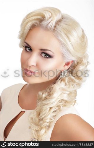 Portrait of Young Glamorous Blond with Tress