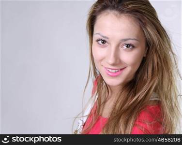 Portrait of young happy smiling woman