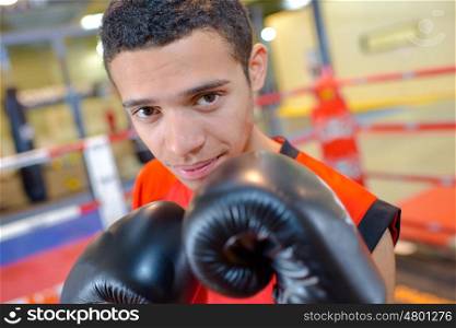 Portrait of young male boxer
