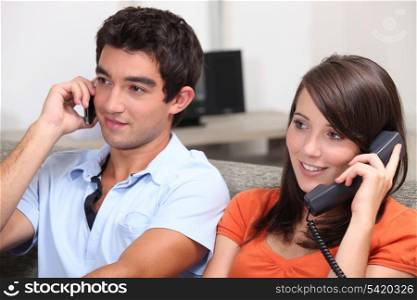 portrait of young people on the phone