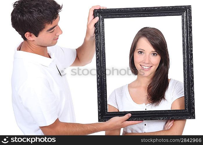 portrait of young people with frame