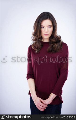 portrait of young woman isolated on white background in studio
