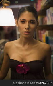 Portrait of young woman shopping in beauty supply store