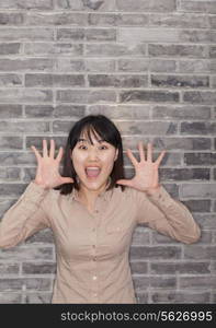 Portrait of Young Woman Shouting