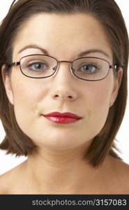 Portrait Of Young Woman With Red Lipstick