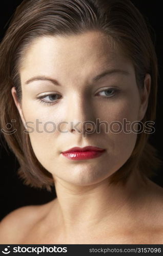 Portrait Of Young Woman With Red Lipstick